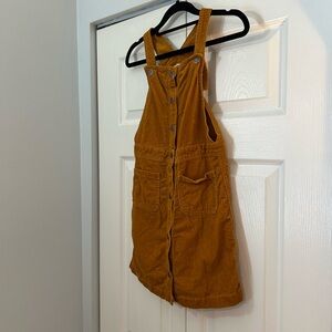 Old Navy Girls Mustard Corduroy Overall Dress Size L 10 Button Front